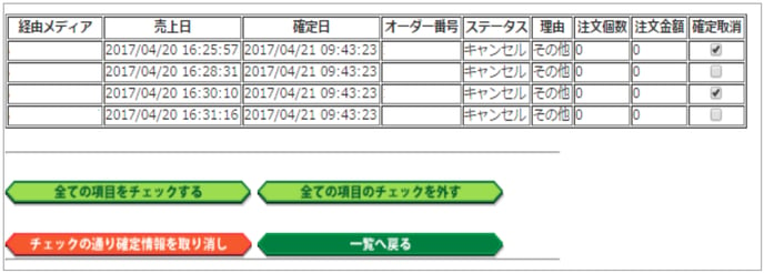 注文確定（売上）の本日確認済みデータの取消・参照方法について